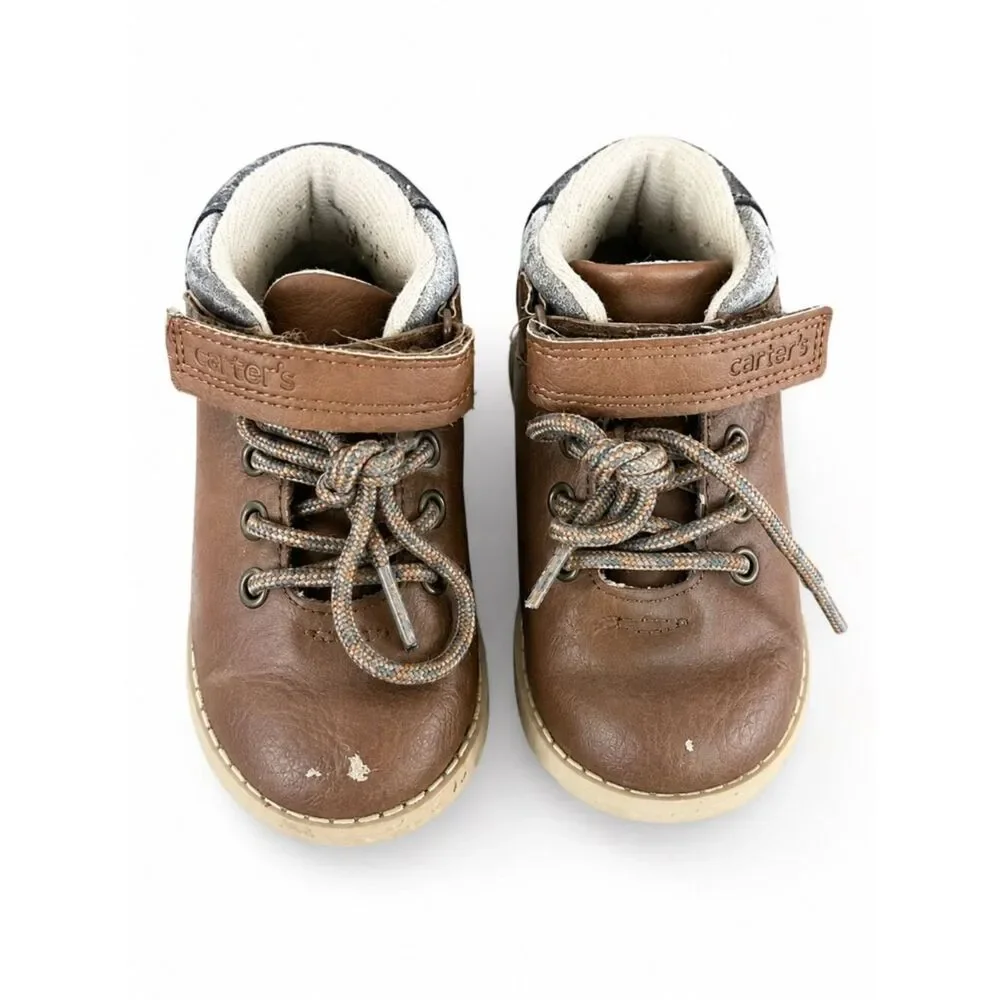 Carter’s Toddler Boots Size 6C Brown Winter Shoes Neutral Casual Lace Up Cold